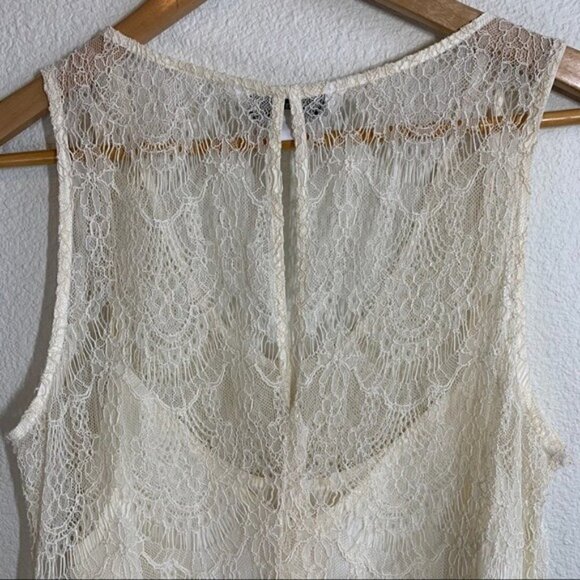 Cupcakes & Cashmere Ivory Sleeveless Lace Sheath Dress Women’s Size Large - Picture 8 of 12